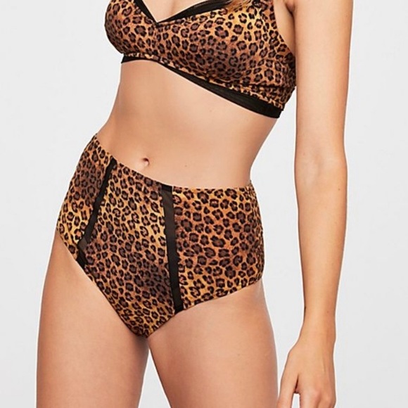 NWT Free People Leopard Sasha High Waisted Undie L - Picture 2 of 8
